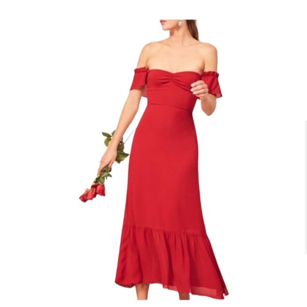 Reformation Cherry Red Butterfly Dress